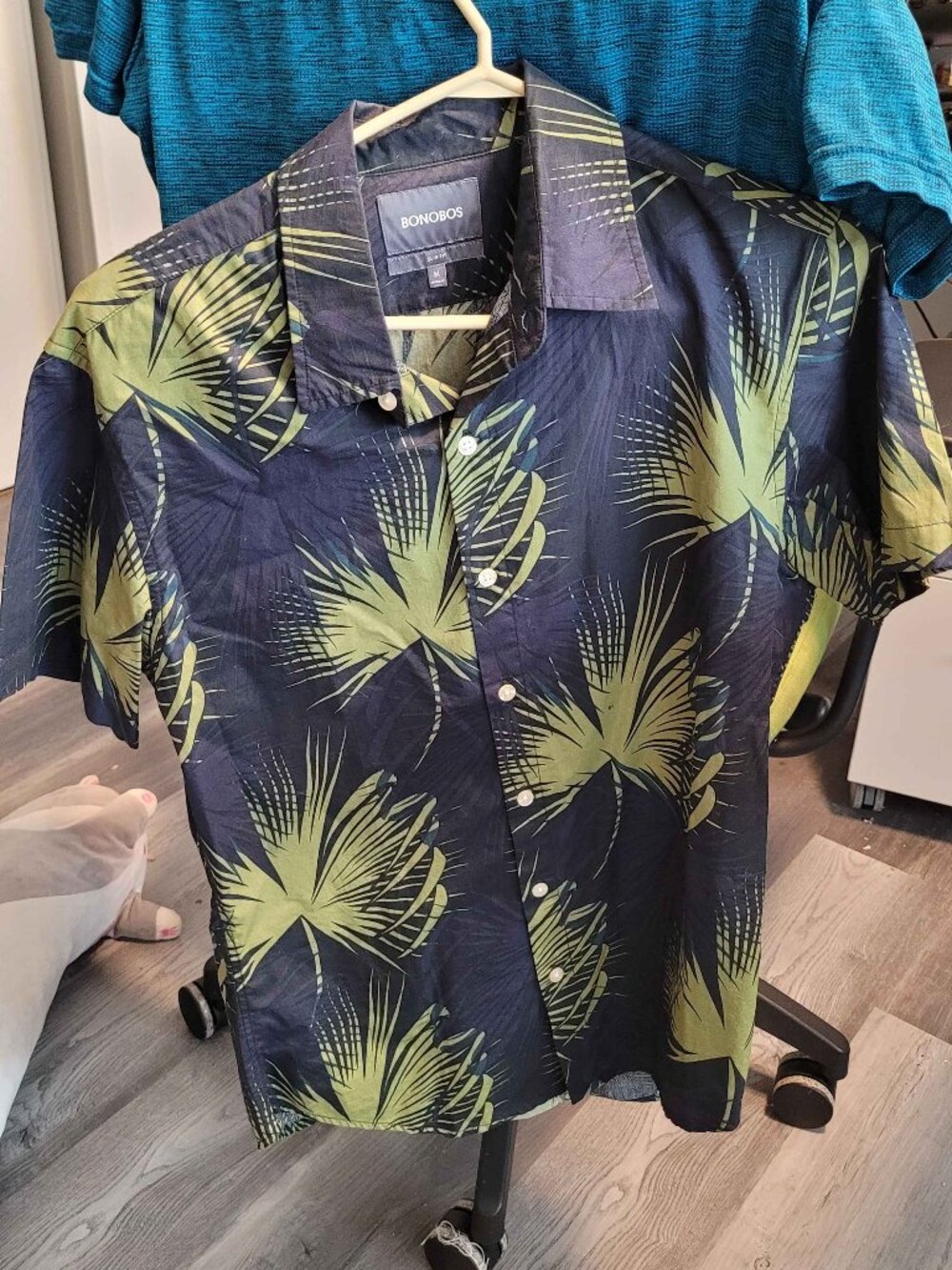 Bonobos Men's Tropical Palm Print Button Up Shirt M 100% Cotton